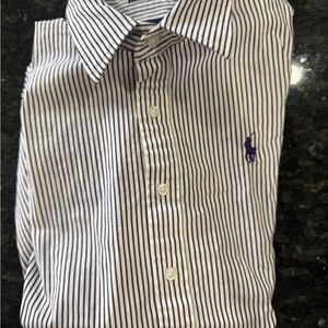 Ralph Lauren Sport Women’s Purple & White Striped Long-Sleeve Button-Down